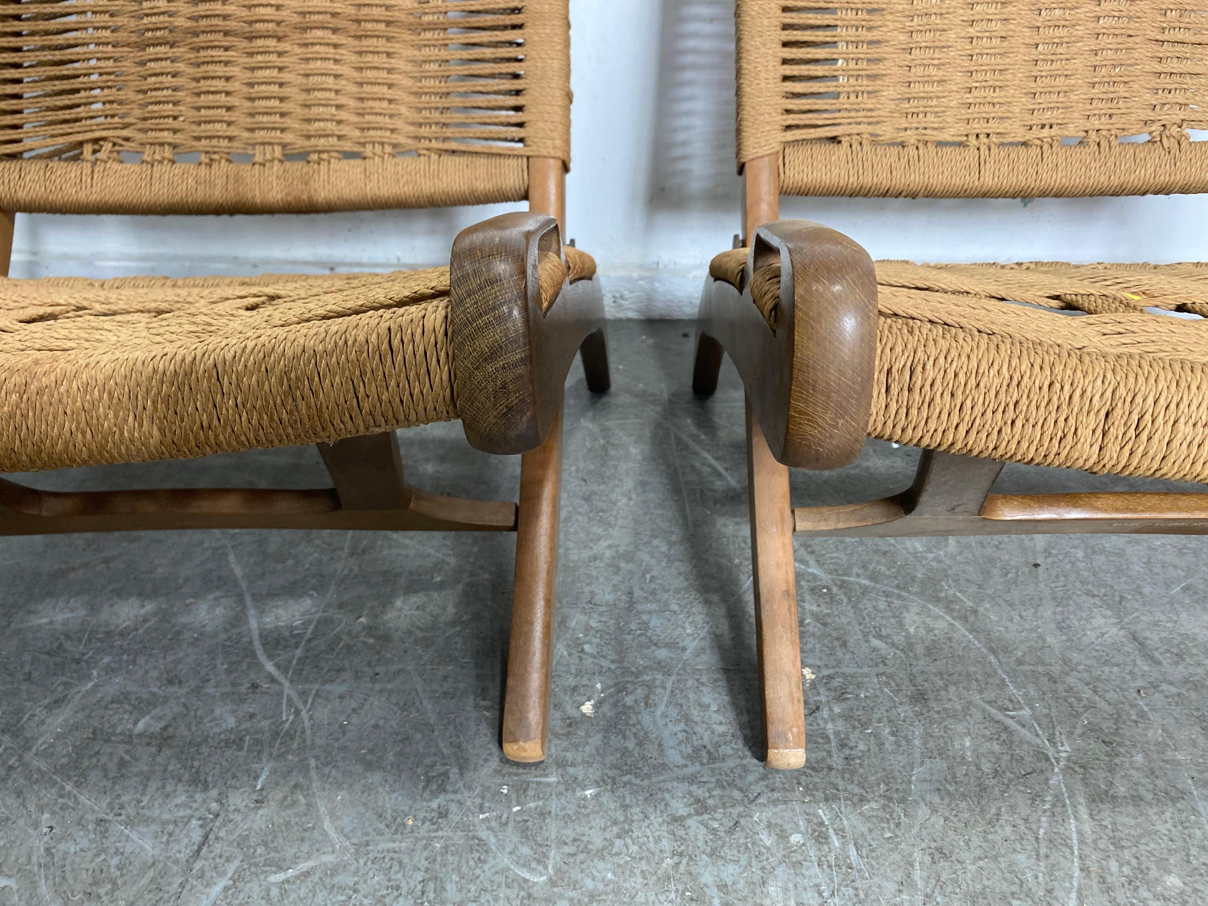 Mid-Century Folding Rope Weave Chairs in the Style of Hans Wegner 6
