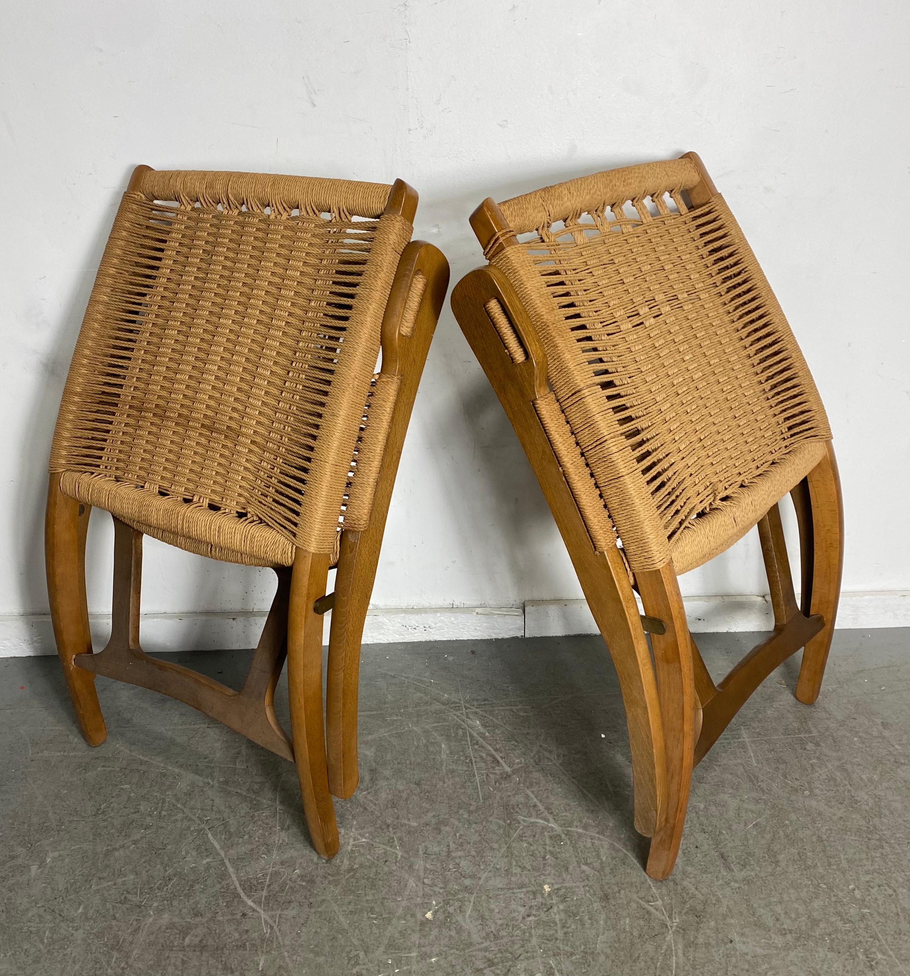 Mid-Century Folding Rope Weave Chairs in the Style of Hans Wegner 1