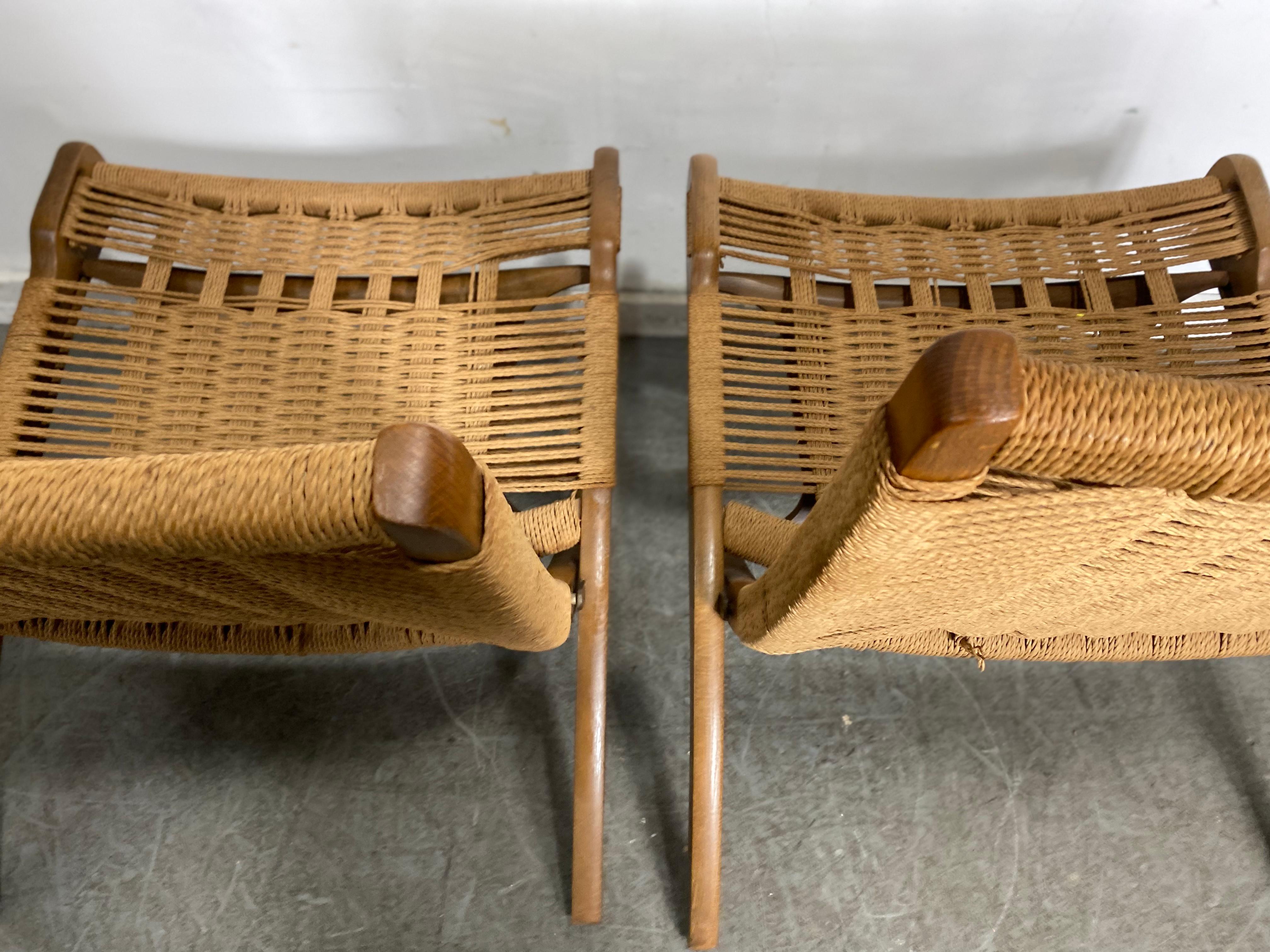 Mid-Century Folding Rope Weave Chairs in the Style of Hans Wegner 2