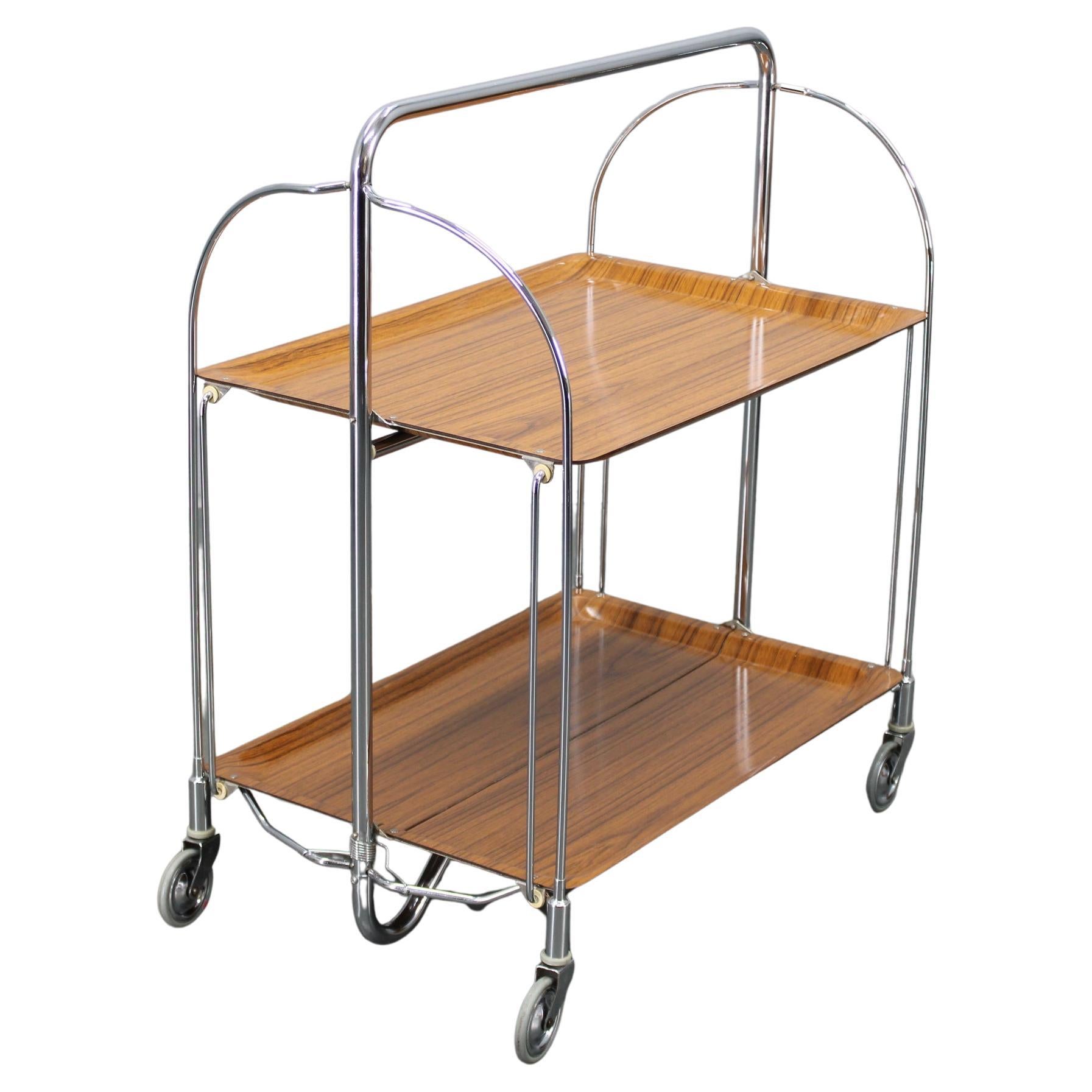 Mid-Century Folding Serving Cart, Italy, 1970s