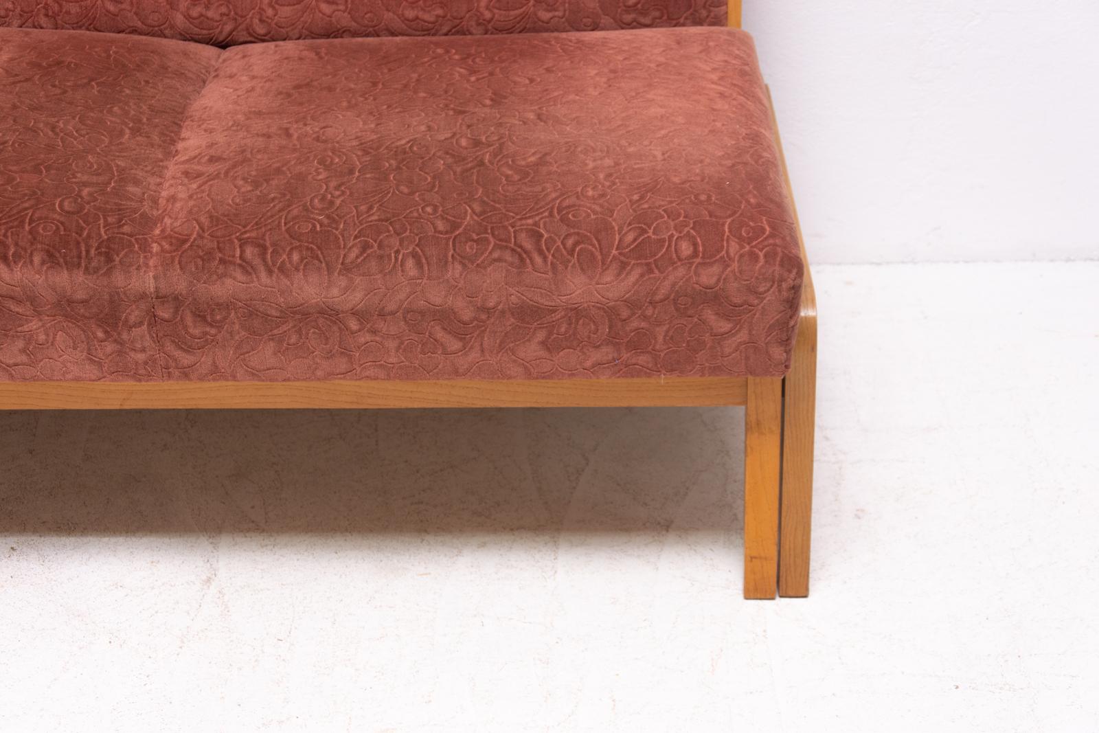 Fabric Midcentury Folding Sofa-Bench, 1960s, Czechoslovakia