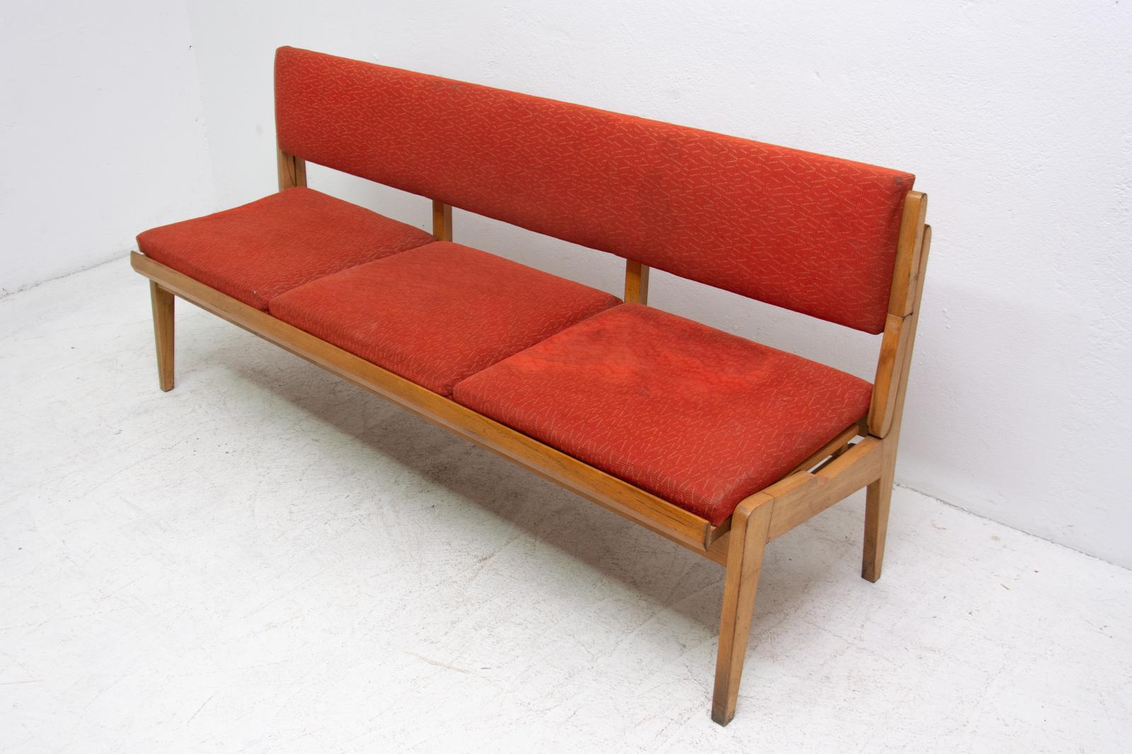 Fabric Midcentury Folding Sofa-Bench, 1960s, Czechoslovakia