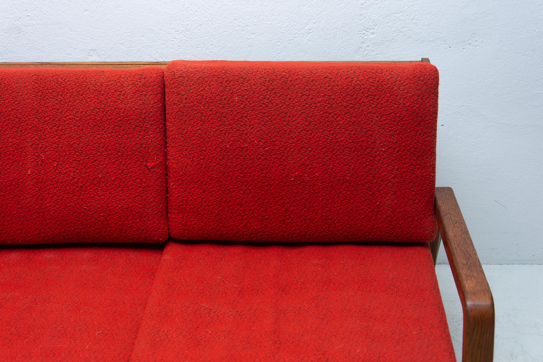 Fabric Mid Century Folding Sofa in Scandinavian Style, 1960´s, Czechoslovakia