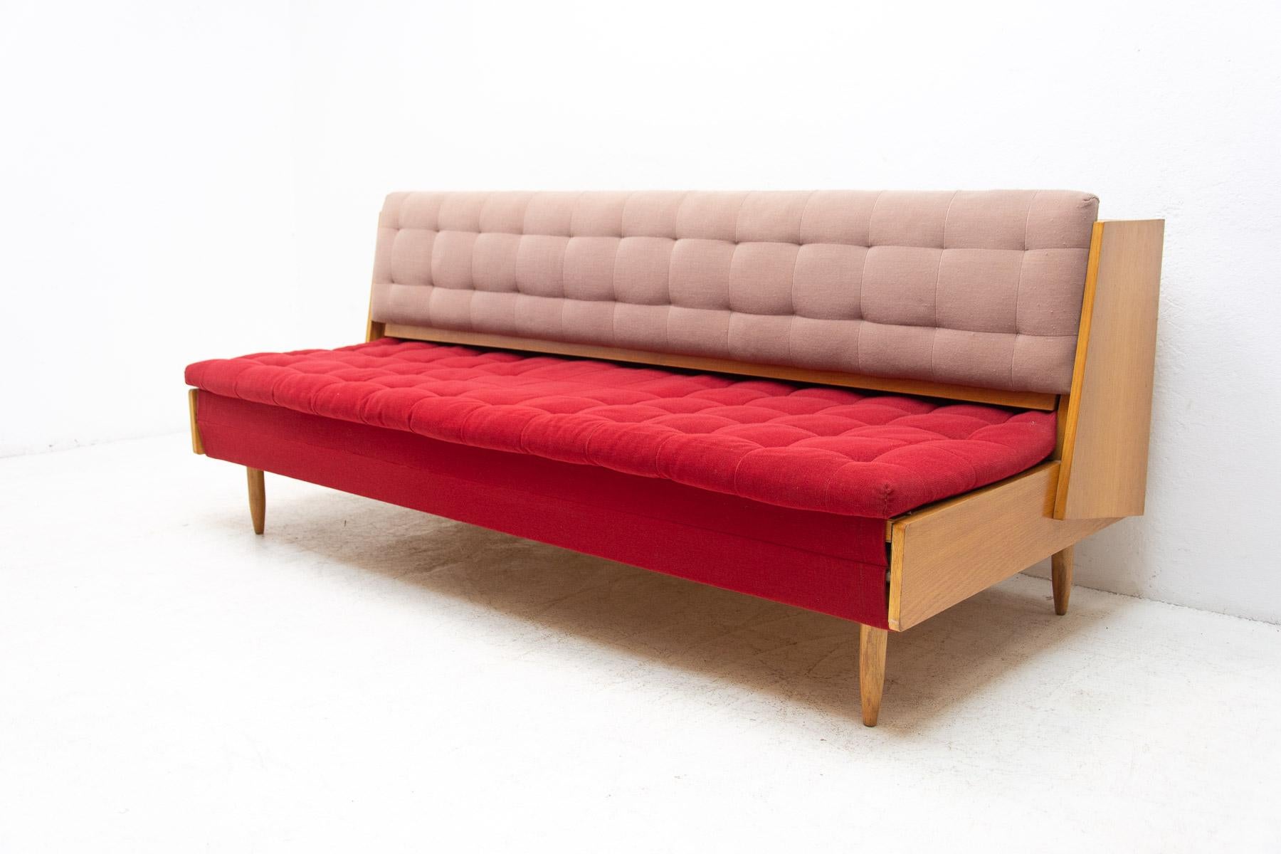 Mid century folding sofabed, 1960´s, Czechoslovakia For Sale at 1stDibs