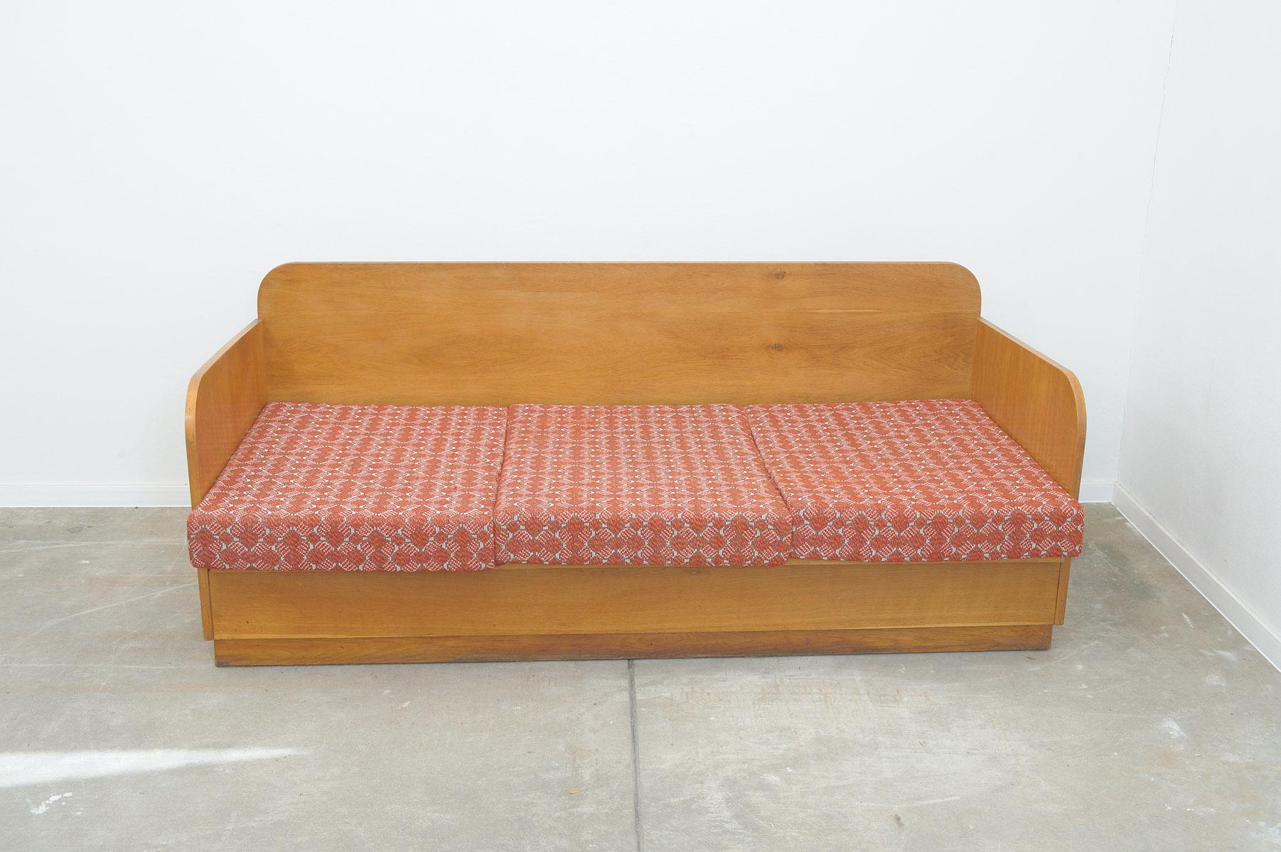 Fabric  Mid century folding sofabed, Czechoslovakia, 1950´s