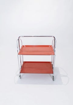 Mid Century Folding Trolley in Chromed Metal by Bremshey Gerlinol Germany, 1960s