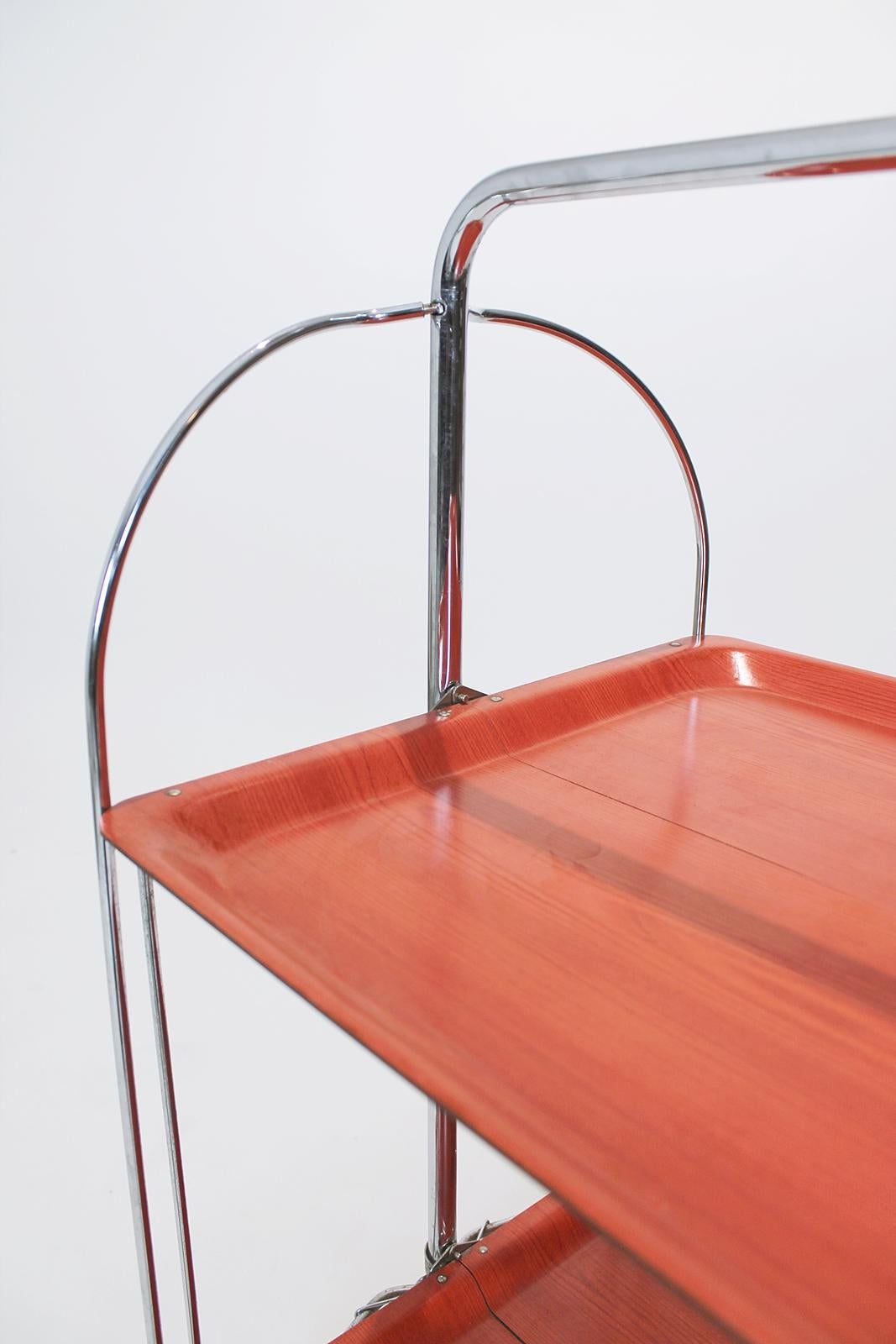 Mid-20th Century Mid Century Folding Trolley in Chromed Metal by Bremshey Gerlinol Germany, 1960s