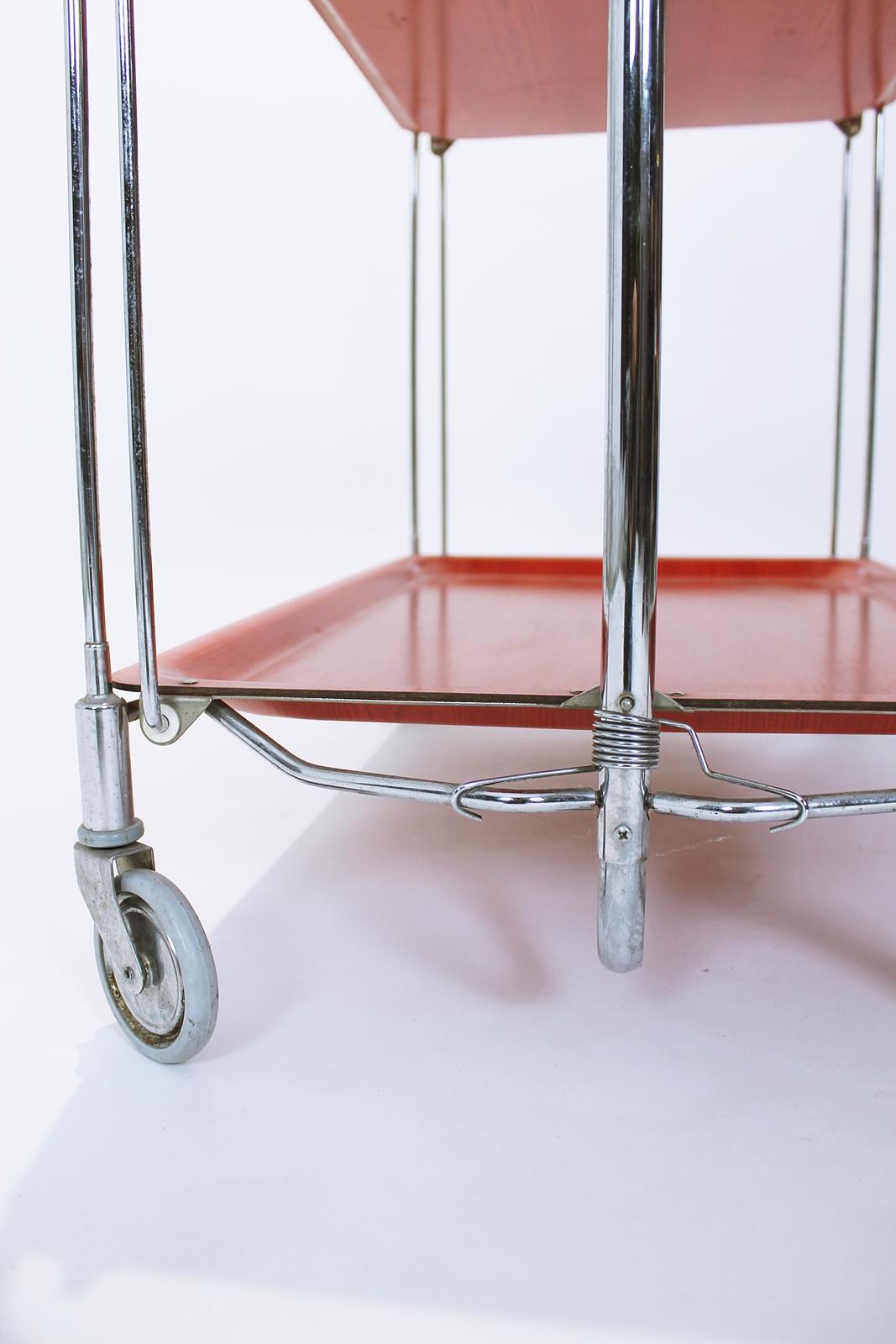 Mid Century Folding Trolley in Chromed Metal by Bremshey Gerlinol Germany, 1960s 1