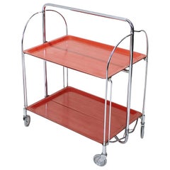 Chariot pliant du milieu du siècle en métal chromé de Bremshey Gerlinol Allemagne:: années 1960