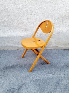 Mid Century Folding Wooden Chair in Achille Castiglioni Style , Itačy 70s