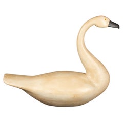 Mid-Century Folk Art Hand Carved Swan Decoy