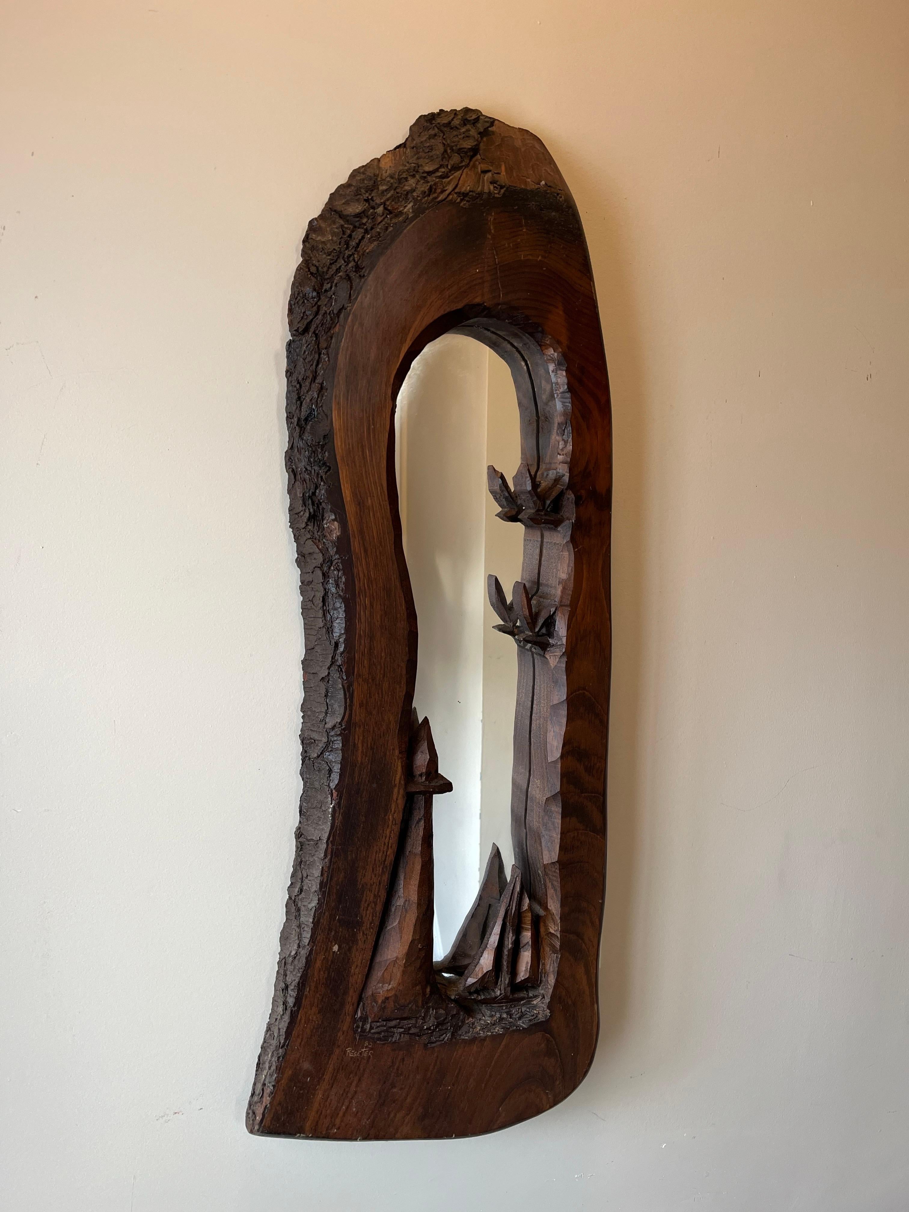 Miroir artisanal du milieu du siècle dernier des Adirondack Live Edge Coastal Bon état - En vente à W Allenhurst, NJ