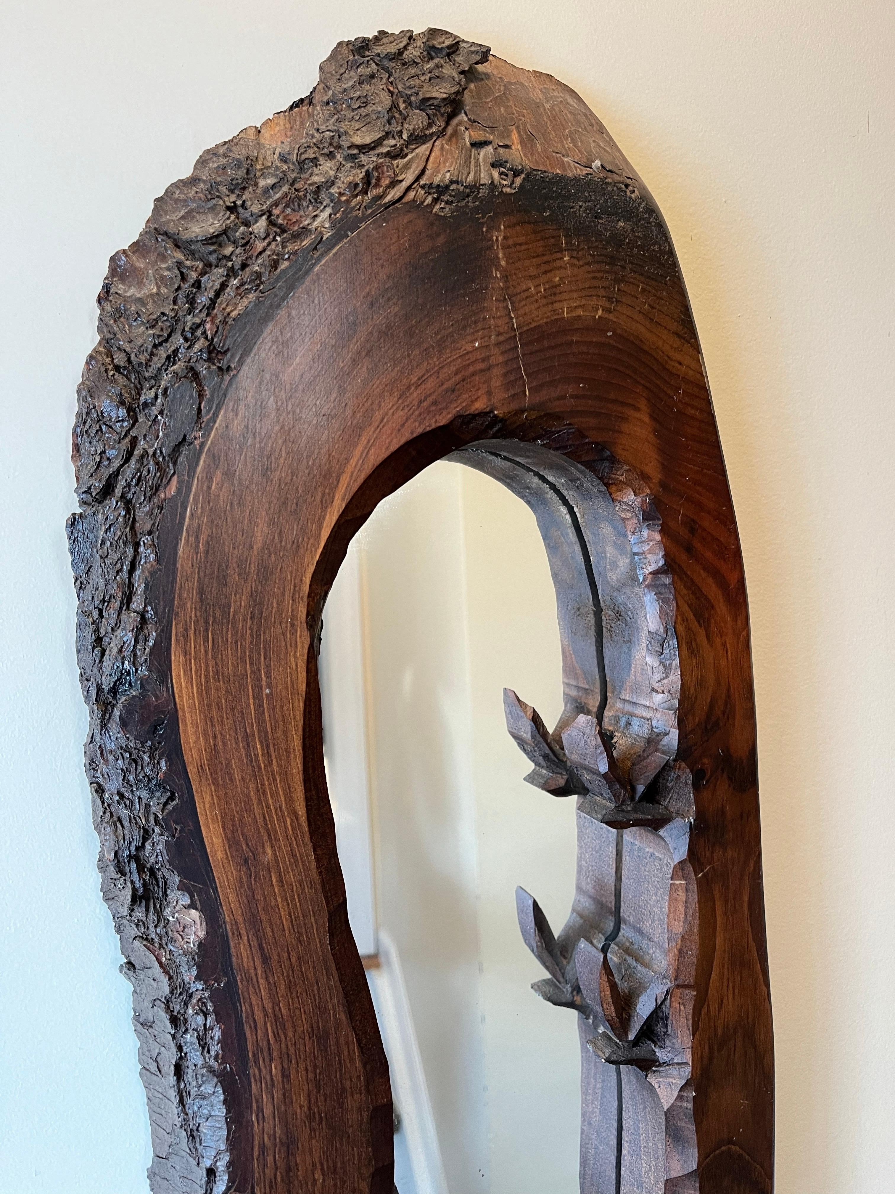 Fin du 20e siècle Miroir artisanal du milieu du siècle dernier des Adirondack Live Edge Coastal en vente