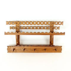 Mid Century Folk Art Wandregal aus Holz, Tschechoslowakei, 1950er Jahre