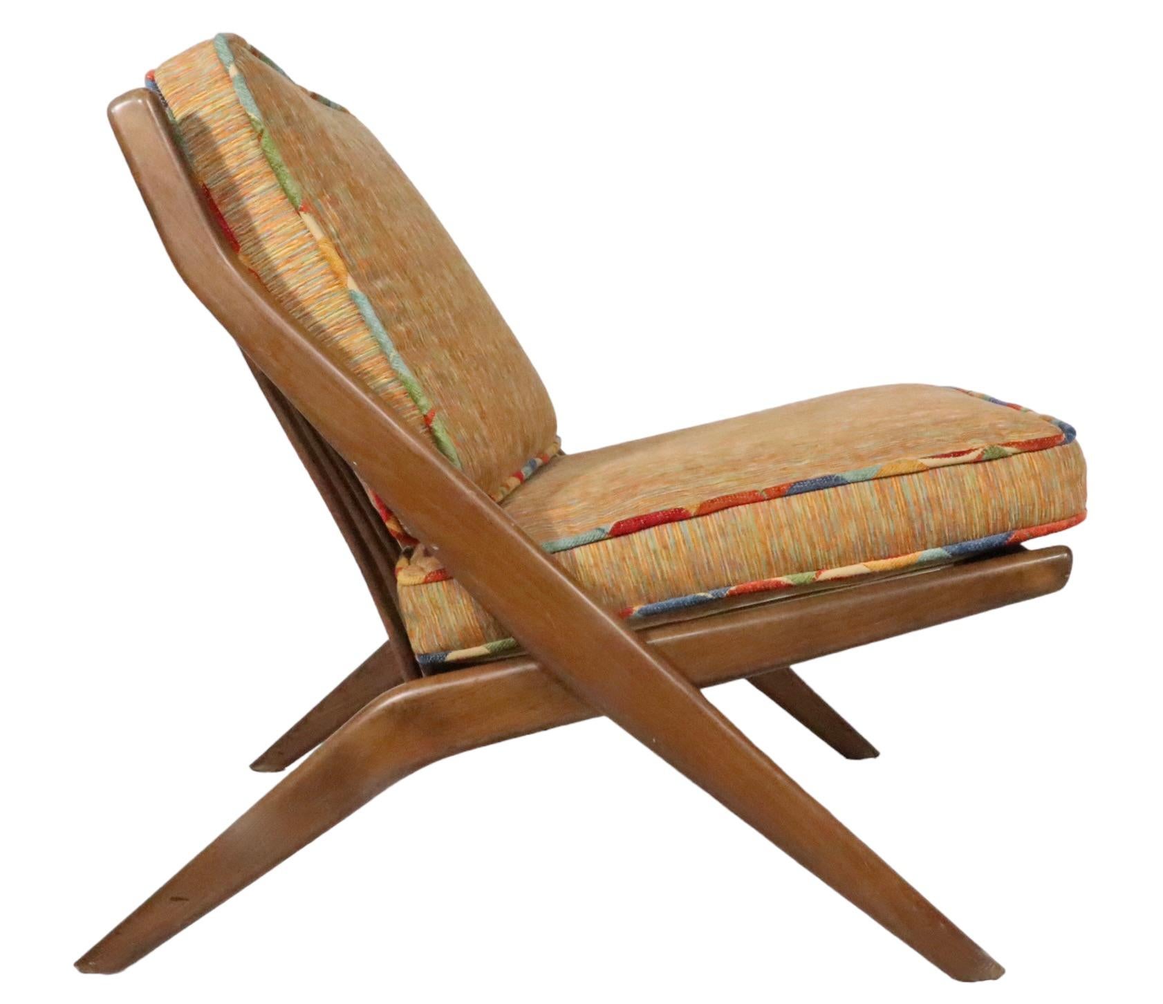 Mid Century Folke Ohlsson for DUX  Scissor Chair Made in Sweden c 1960's  For Sale 3