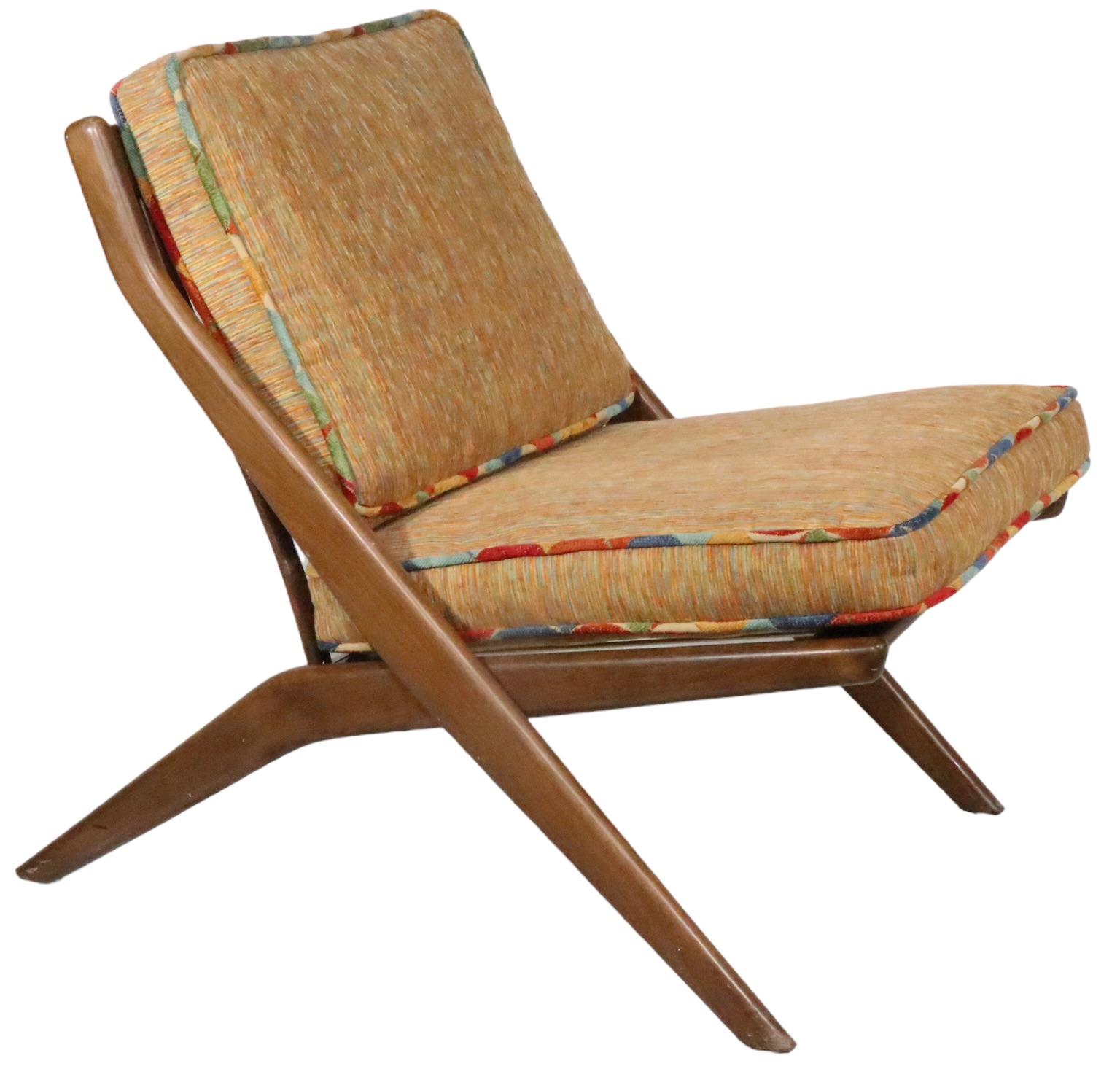  Mid Century Folke Ohlsson for DUX  Scissor Chair Made in Sweden c 1960's  For Sale 4