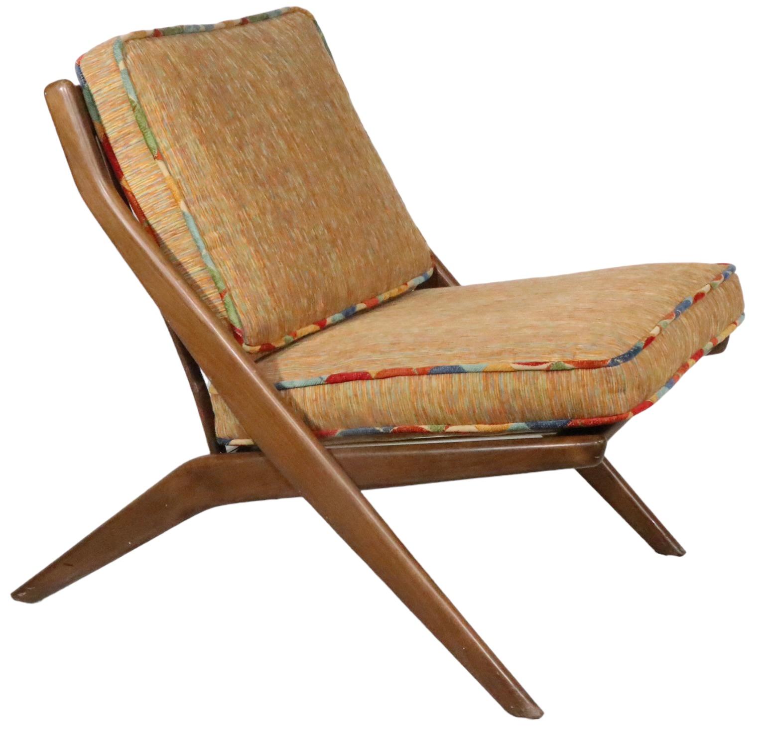 Mid Century Folke Ohlsson for DUX  Scissor Chair Made in Sweden c 1960's For Sale 2