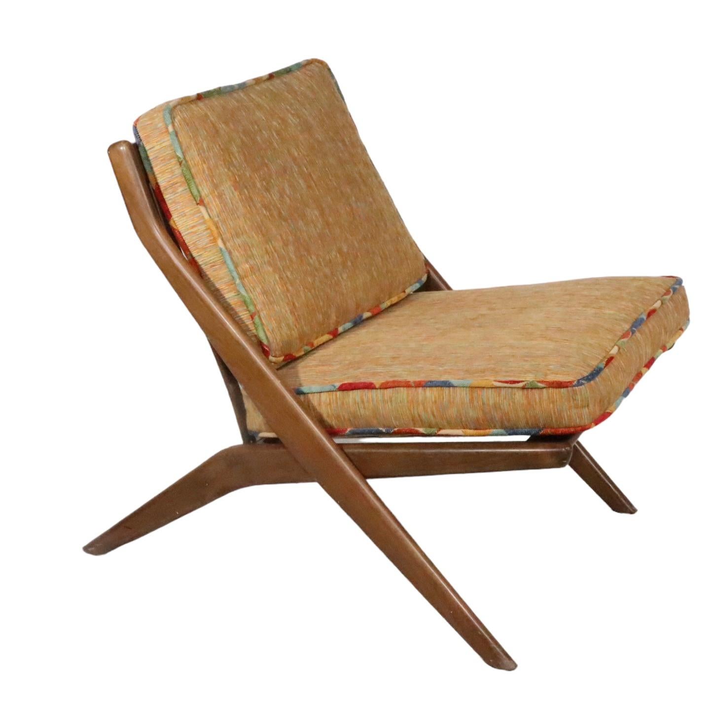  Mid Century Folke Ohlsson for DUX  Scissor Chair Made in Sweden c 1960's  For Sale 5