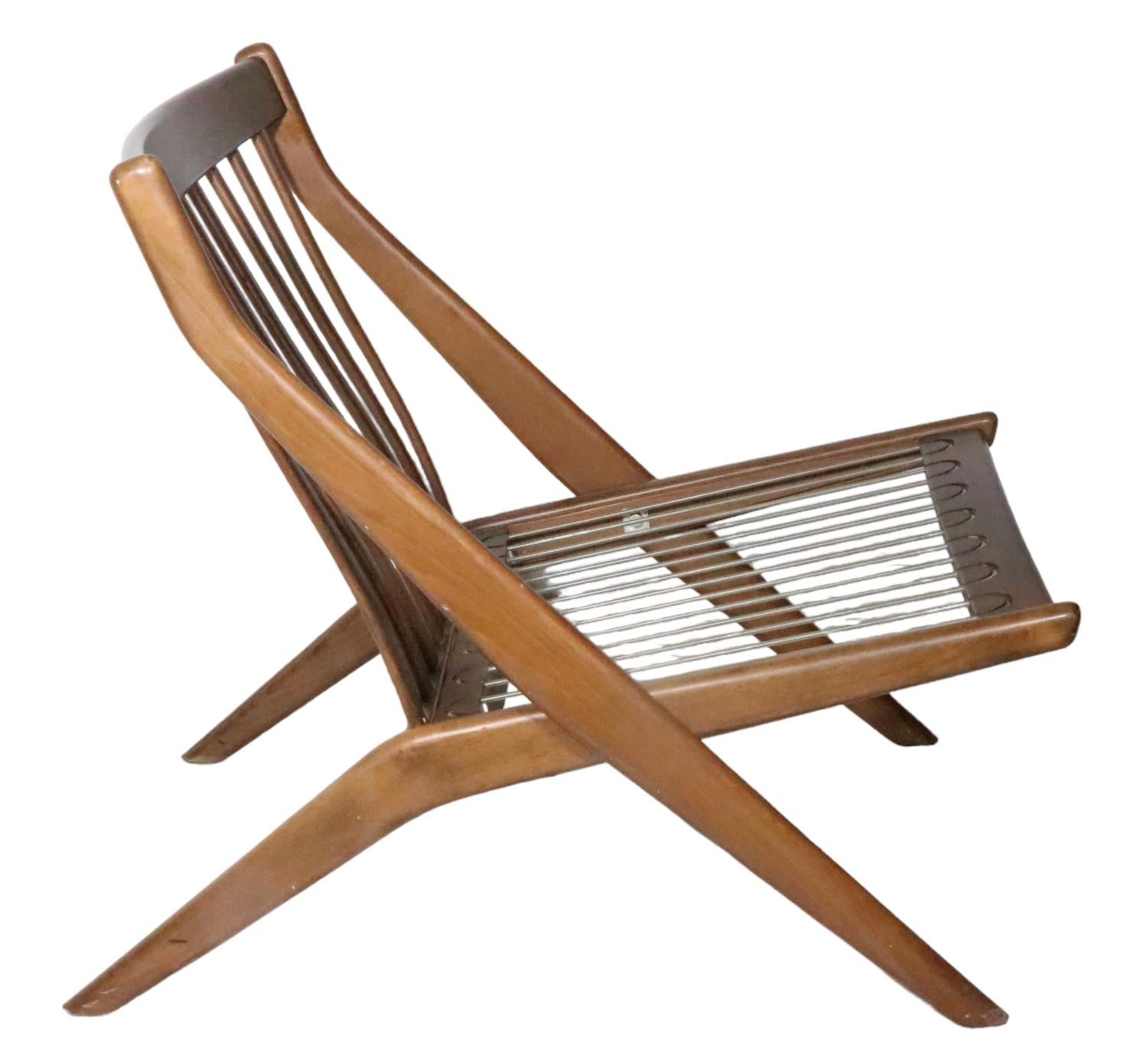Mid Century Folke Ohlsson for DUX  Scissor Chair Made in Sweden c 1960's For Sale 5