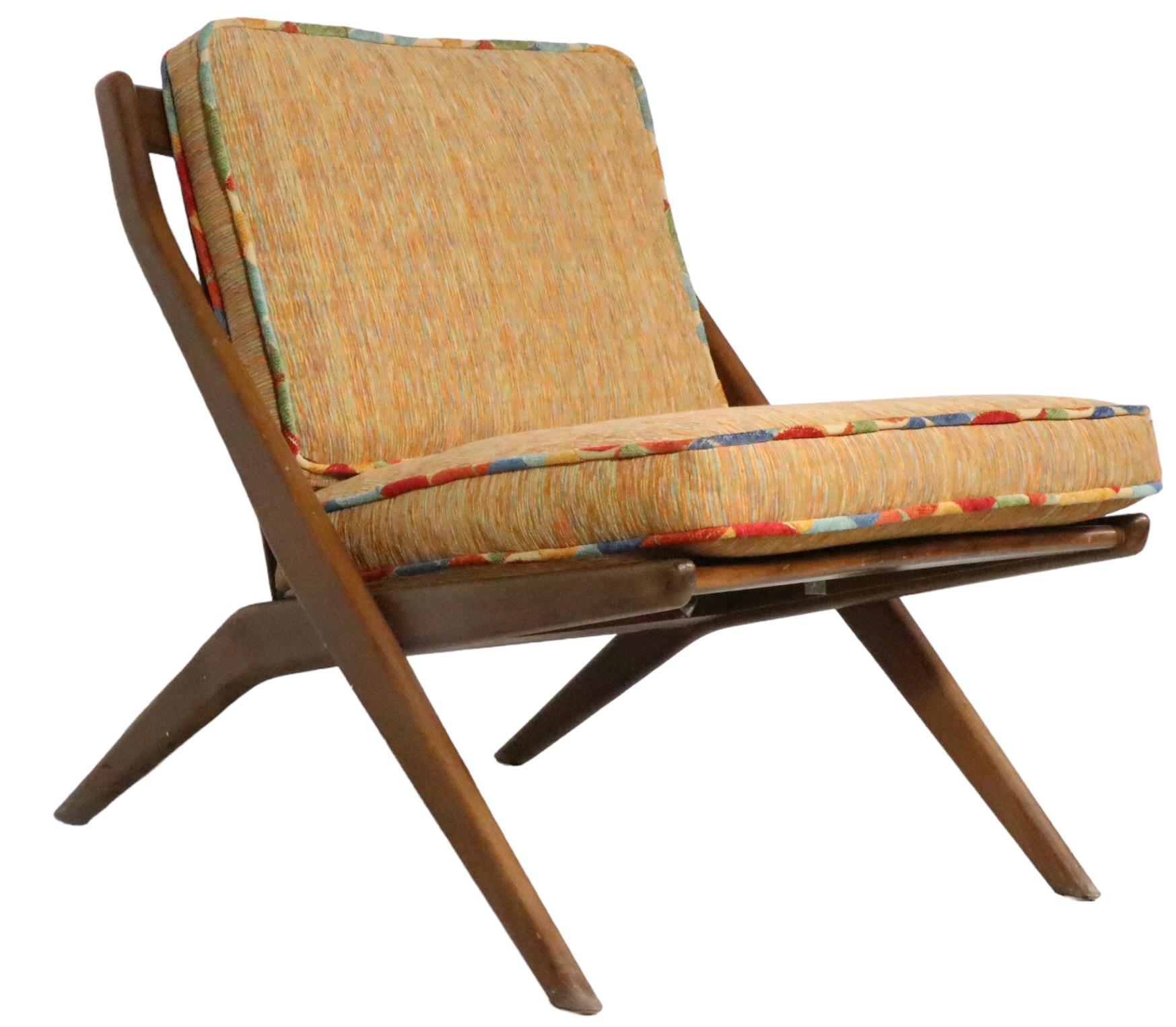 Scandinavian Modern  Mid Century Folke Ohlsson for DUX  Scissor Chair Made in Sweden c 1960's  For Sale