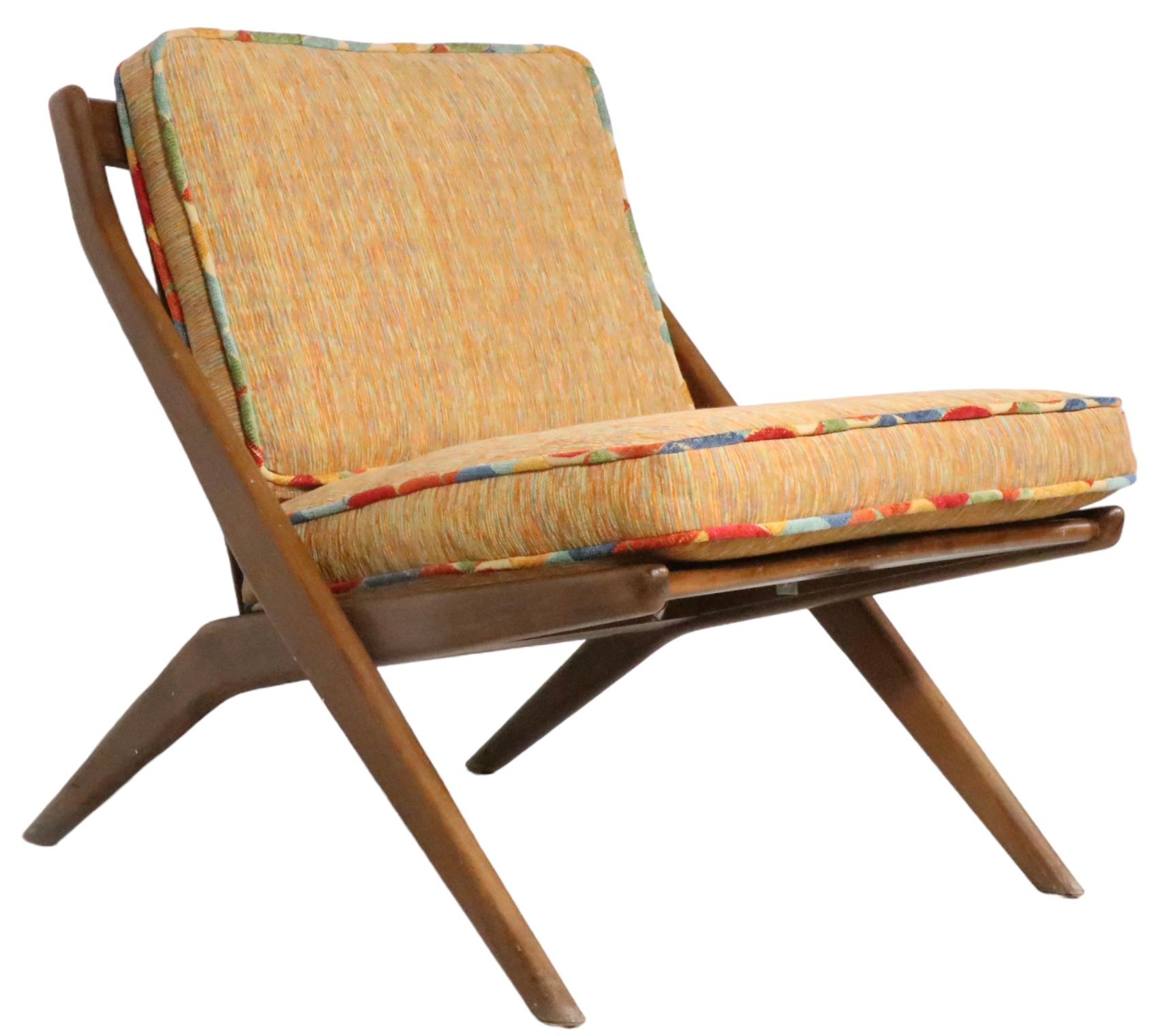 Swedish  Mid Century Folke Ohlsson for DUX  Scissor Chair Made in Sweden c 1960's  For Sale