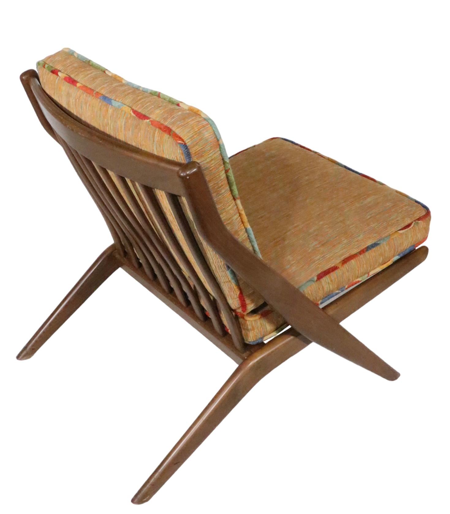  Mid Century Folke Ohlsson for DUX  Scissor Chair Made in Sweden c 1960's  For Sale 1