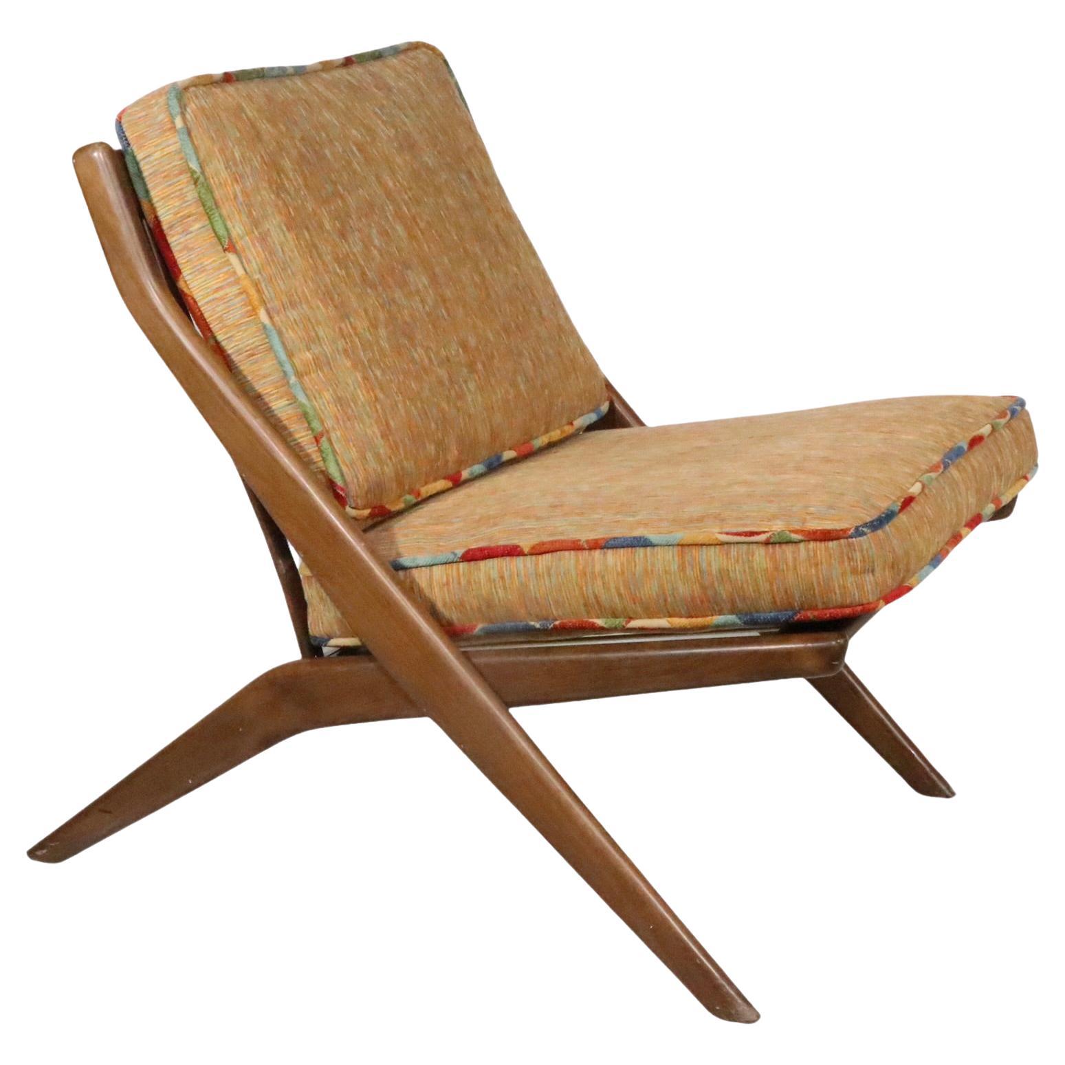 Mid Century Folke Ohlsson for DUX  Scissor Chair Made in Sweden c 1960's For Sale