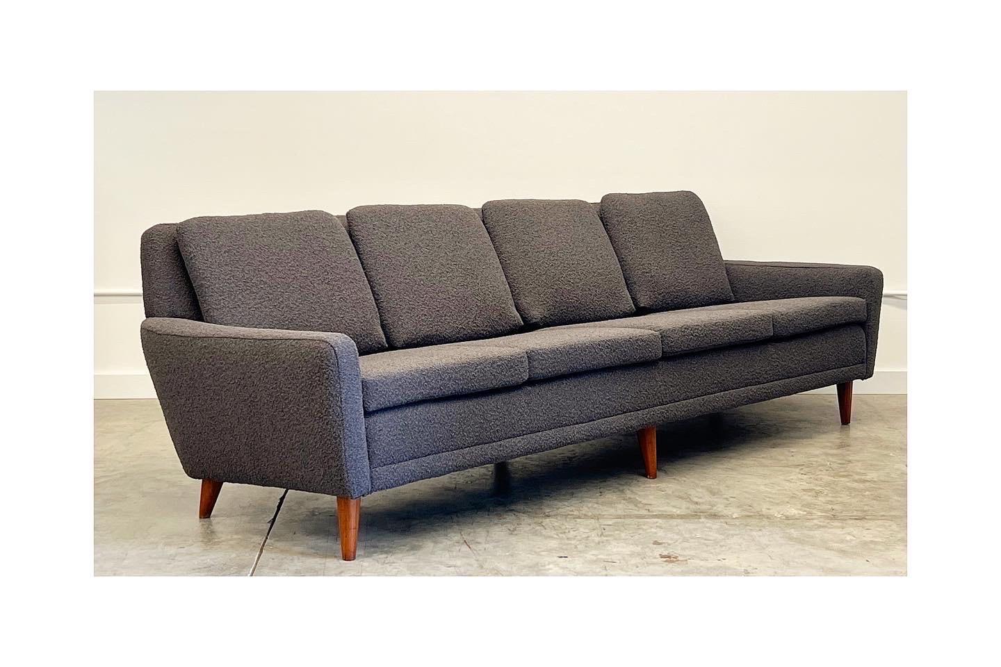 Mid-Century Modern Mid Century Folke Ohlsson for Dux Swedish Sofa in Slate Gray Bouclé