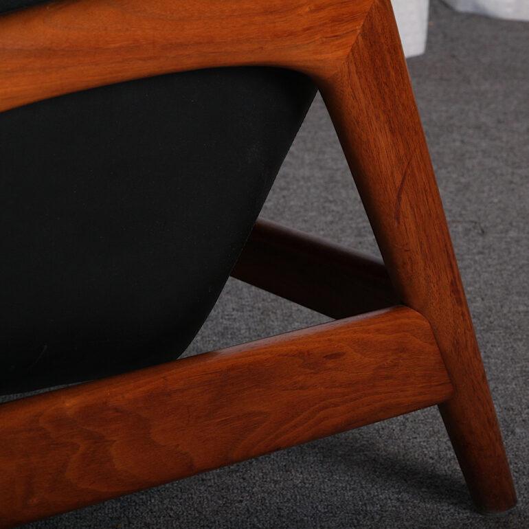 Mid Century Folke Ohlsson Profile Teak & Leather Armchair with Footstool, C.1960 3