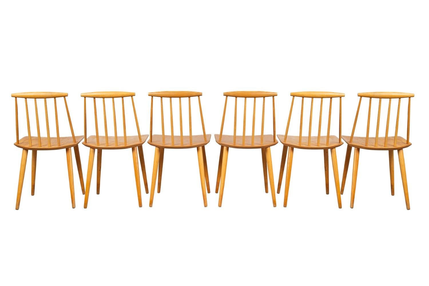 Mid-Century Modern Mid-Century Folke Palsson Model J77 Farmhouse Six Dining Chairs Circa 1977 For Sale