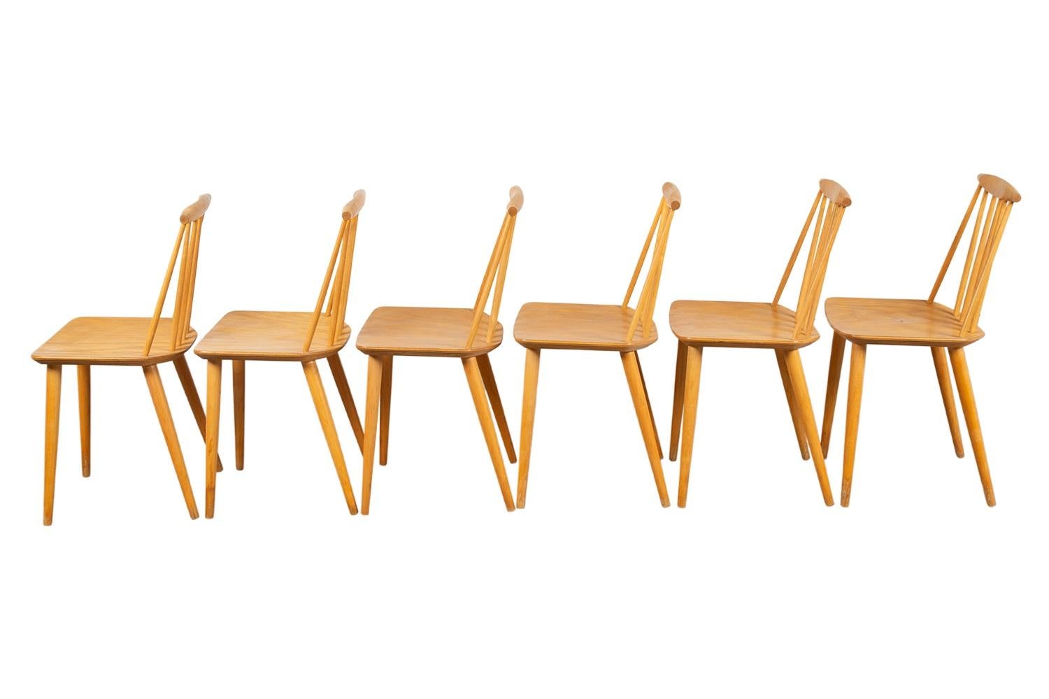 Danish Mid-Century Folke Palsson Model J77 Farmhouse Six Dining Chairs Circa 1977 For Sale