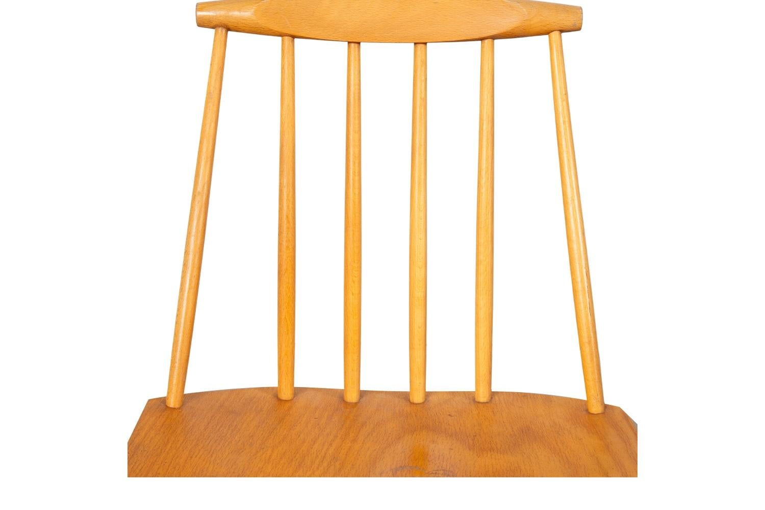 Late 20th Century Mid-Century Folke Palsson Model J77 Farmhouse Six Dining Chairs Circa 1977 For Sale