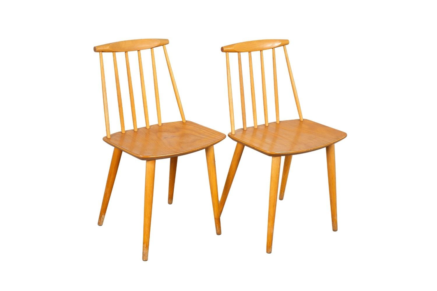 Wood Mid-Century Folke Palsson Model J77 Farmhouse Six Dining Chairs Circa 1977 For Sale