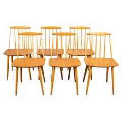 Mid-Century Folke Palsson Model J77 Farmhouse Six Dining Chairs Circa 1977