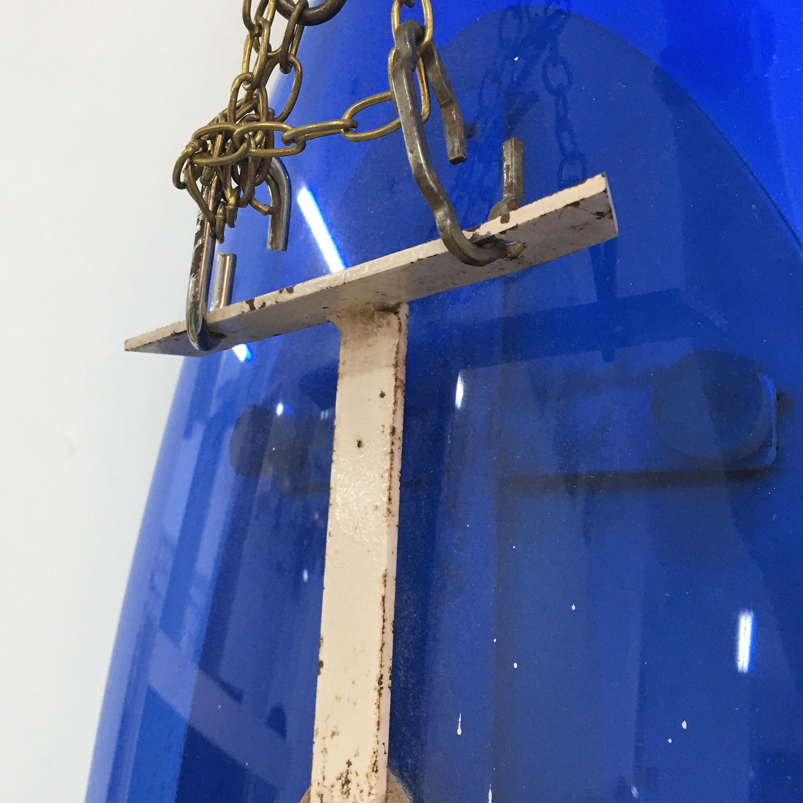 Italienischer ovaler Mid-Century-Spiegel, blau, Mid-Century, von Fontana Arte, 1960er Jahre im Angebot 7