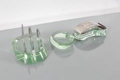 Mid-Century Fontana Arte Desk Set in Thick Nile Green Glass 50s Italy