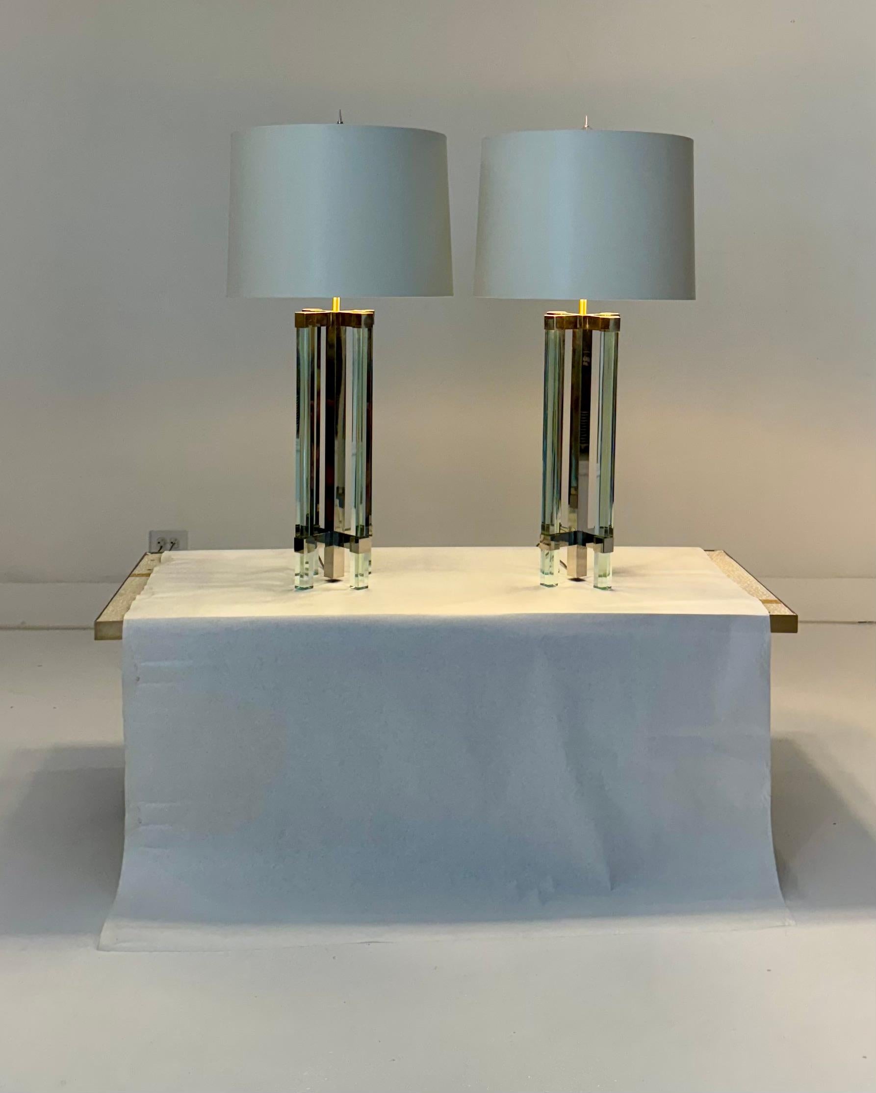 Mid-Century Fontana Arte Glass & Chrome Lamps by Max Ingrand, Italy, 1950s im Angebot 7