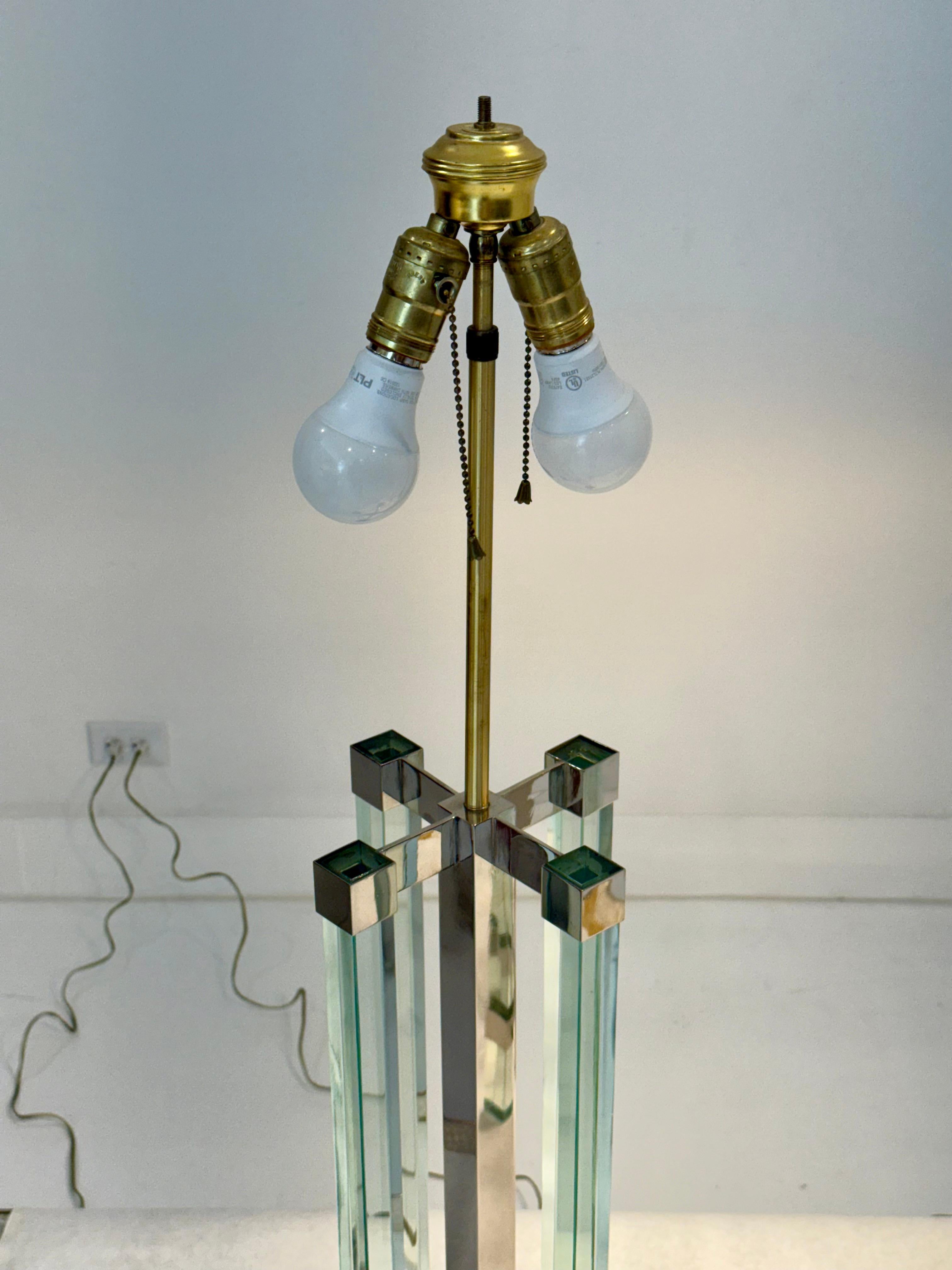 Mid-Century Fontana Arte Glass & Chrome Lamps by Max Ingrand, Italy, 1950s (Moderne der Mitte des Jahrhunderts) im Angebot
