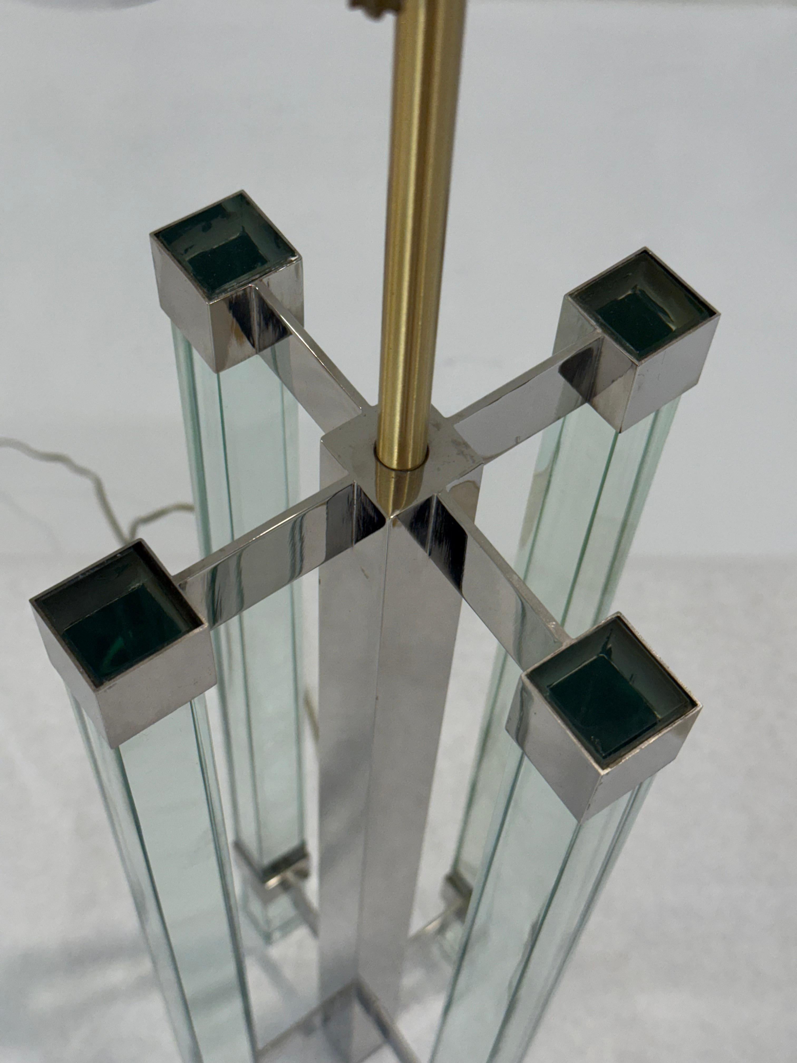 Mid-Century Fontana Arte Glass & Chrome Lamps by Max Ingrand, Italy, 1950s (Poliert) im Angebot