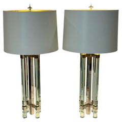 Mid-Century Fontana Arte Glass & Chrome Lamps by Max Ingrand, Italy, 1950s