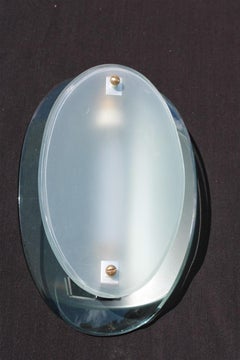 Mid-Century Fontana Arte Style Concave Green Nile Crystal Wall Lamp