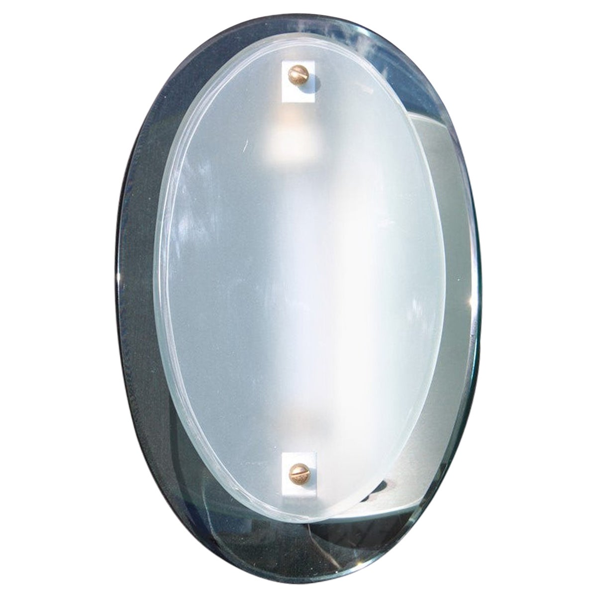 Lampada da parete di metà secolo in stile Fontana Arte concava in cristallo Greene & Greene Green
