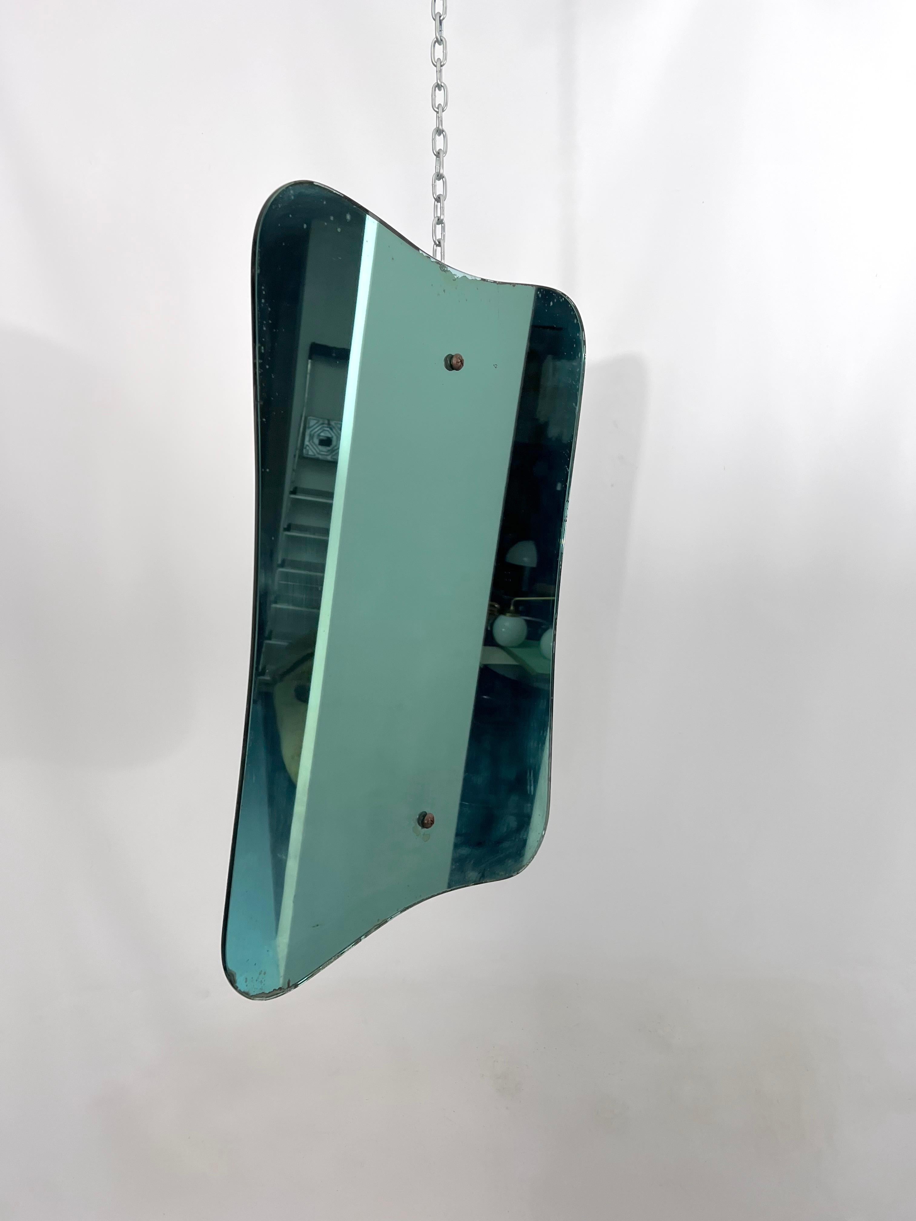 Mid-Century Fontana Arte Style Green Mirror from 50s For Sale 4