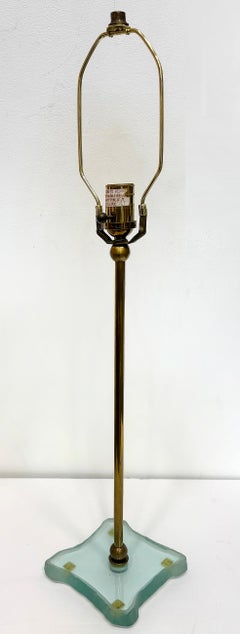 Mid-century Fontana Arte Style Table Lamps with Glass Bases, Pair