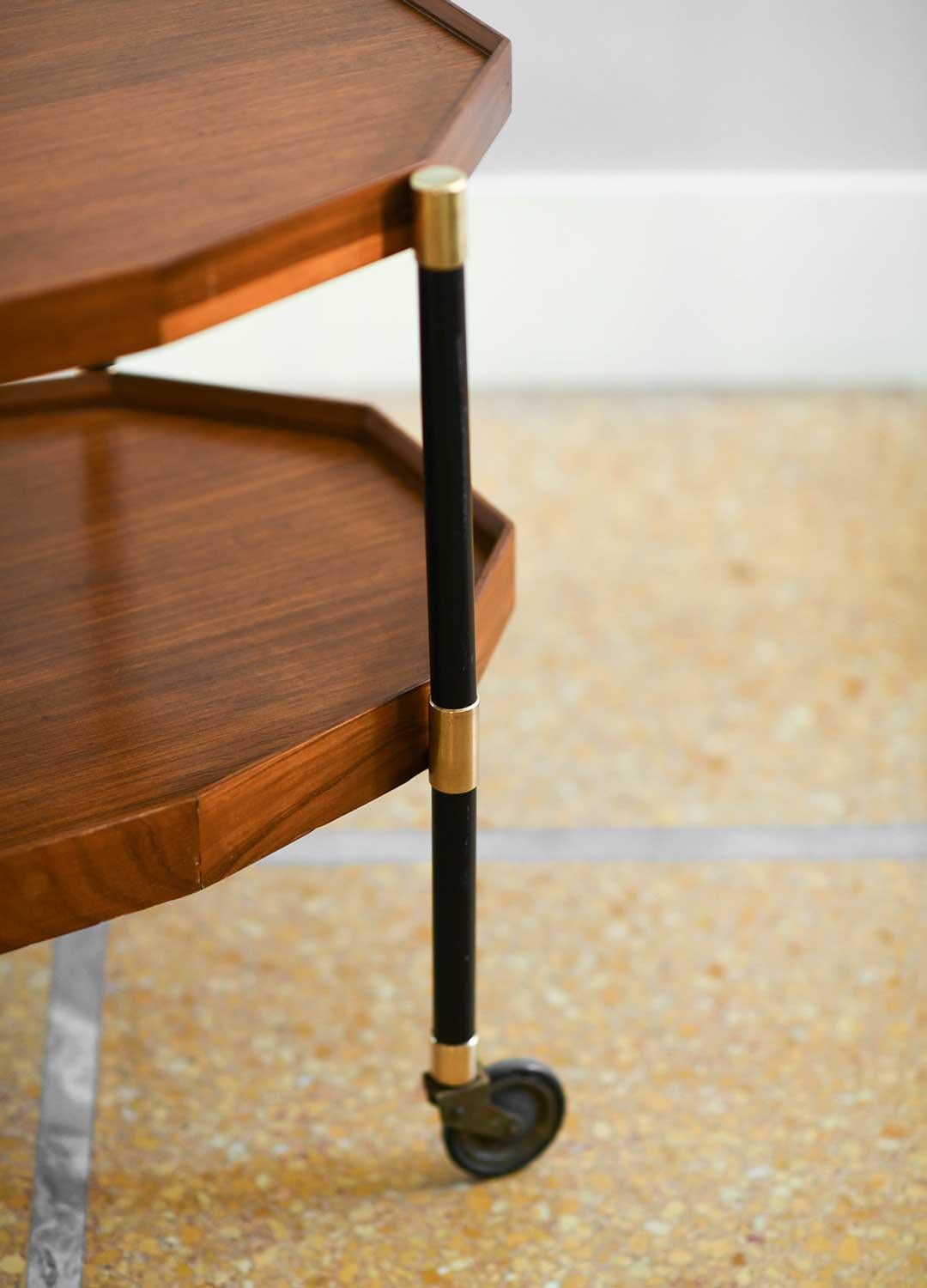 Midcentury Food Holder Bar Trolley with Removable Tray, 1960 In Good Condition For Sale In Roma, RM