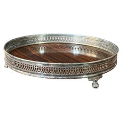 Plateau en argent/formica sur pied du milieu du siècle dernier par Sheffield Silver Co.