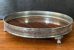 Mid-Century Footed Silver Plate / Formica Tray by Sheffield Silver Co.
