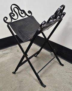 MId-Century Forged Iron Blackened folding Fire Logs Holder