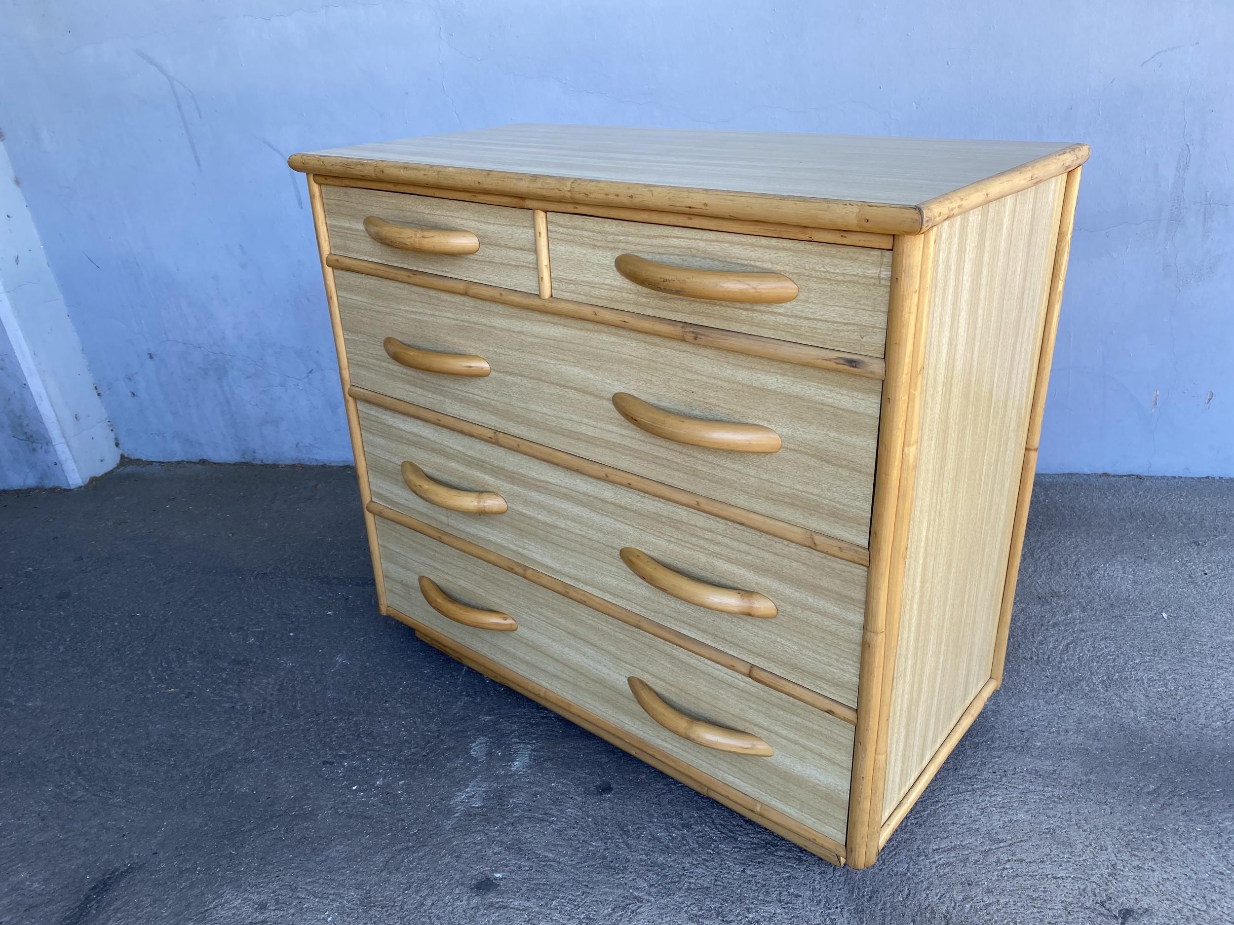 Midcentury Formica and Rattan Bedroom Set with Rattan Pulls In Excellent Condition In Van Nuys, CA