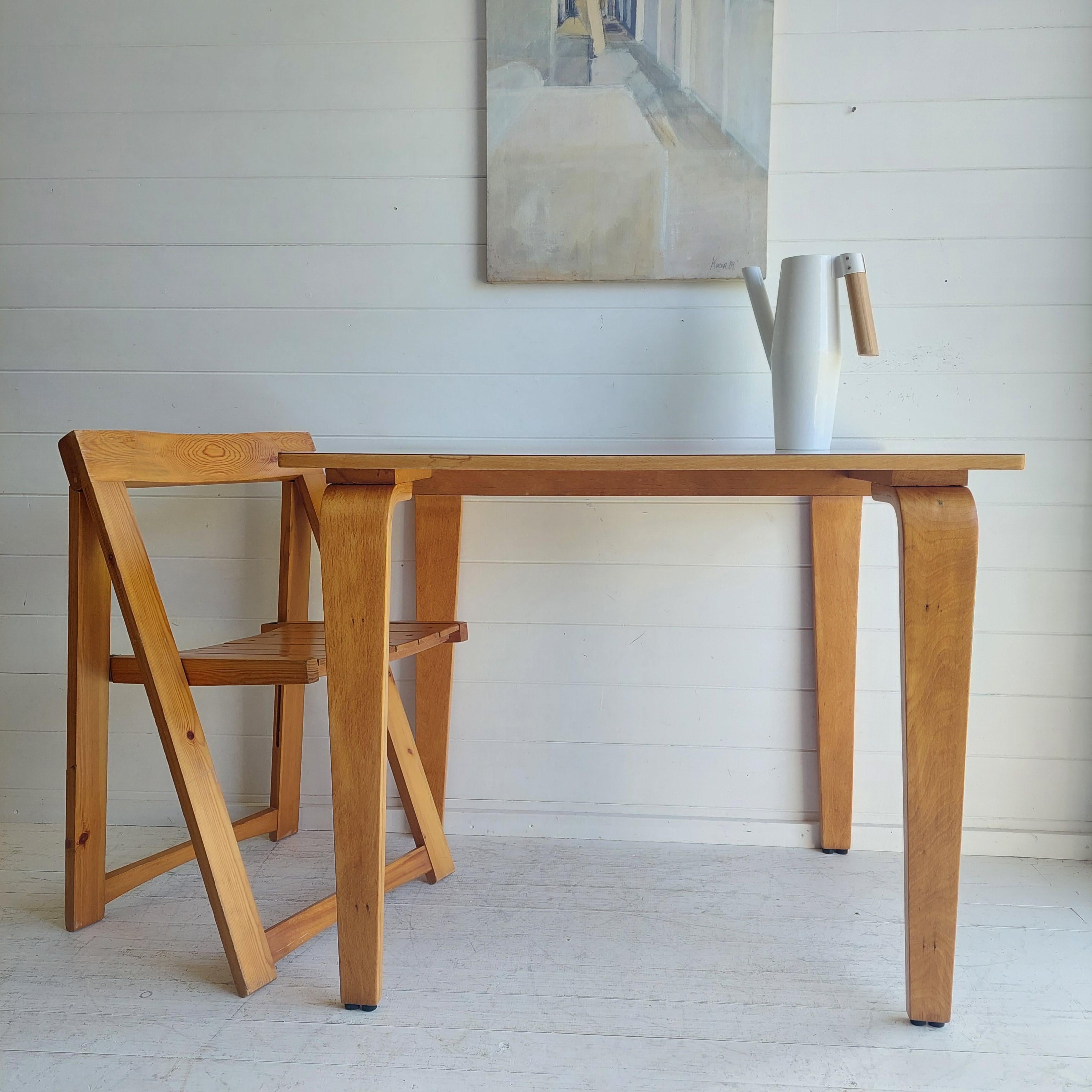 Esavian Mid Century Desk Esavian (ESA) by James Leonard adult teacher school desk, circa 1950, 
Mid-century British design with a Formica top and beech Bentwood legs with a lovely Scandinavian influence, Alvar Aalto Style
This is the more rare adult